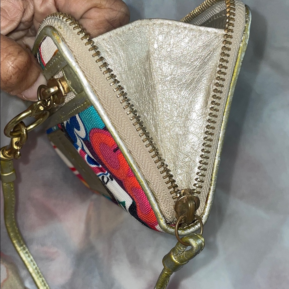 Coach Poppy Colorful Patterned Wallet/Wristlet with Gold Accents - Picture 6 of 13